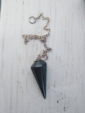 Black Tourmaline Crystal Pendulum Handmade Tumbled Hexagonal Cone Chakra Dowsing